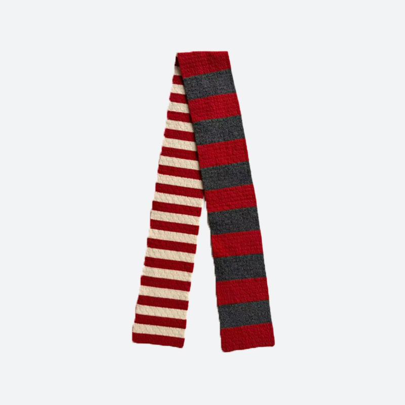 Winterschal aus Wolle, Damen, warmer Schal, gestreift, einfarbig, dick, weicher Kaschmirschal (Pashmina), Halswärmer One Size red