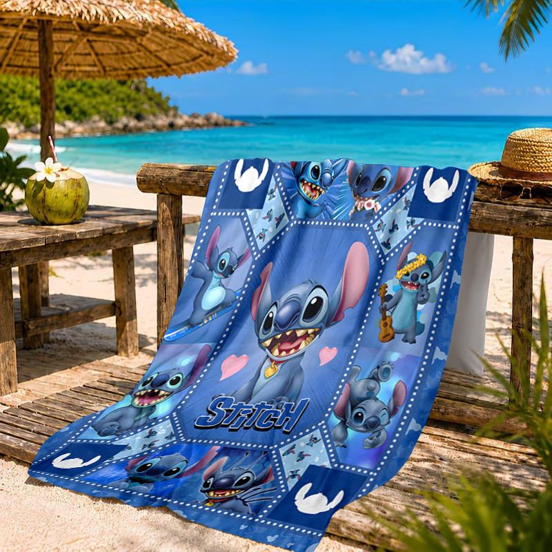 Cartoon Hawaii Artwork Printed Microfiber Beach Towel, Soft And Absorbent, Quick-Dry, Ideal for Summer Travel, Beach Essential, Swimming Pool