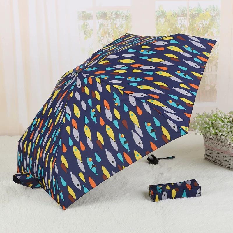 Sun Umbrella Flat Five-Fold Umbrella Women South korea Small Fresh Small Umbrella Sun Protection UV Protection Pocket Umbrella Mini Mori look