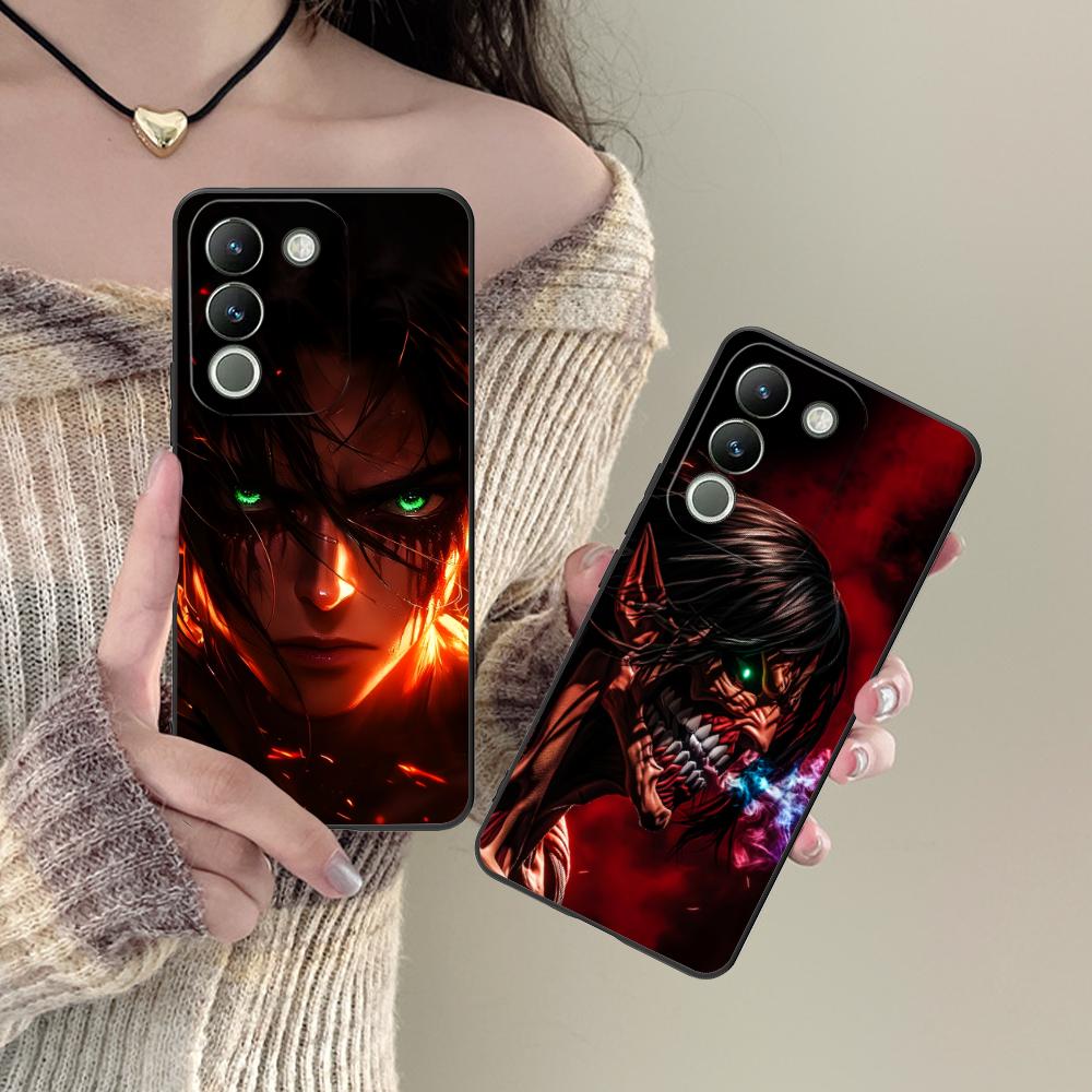 AOT Eren Yeager Matte TPU Mobile Phone Case for VIVO Y77 76 75 74 73 72 58 56 55 51 50 38 36 Y19 Y18 Y03 Y01 5G Colorful Cover