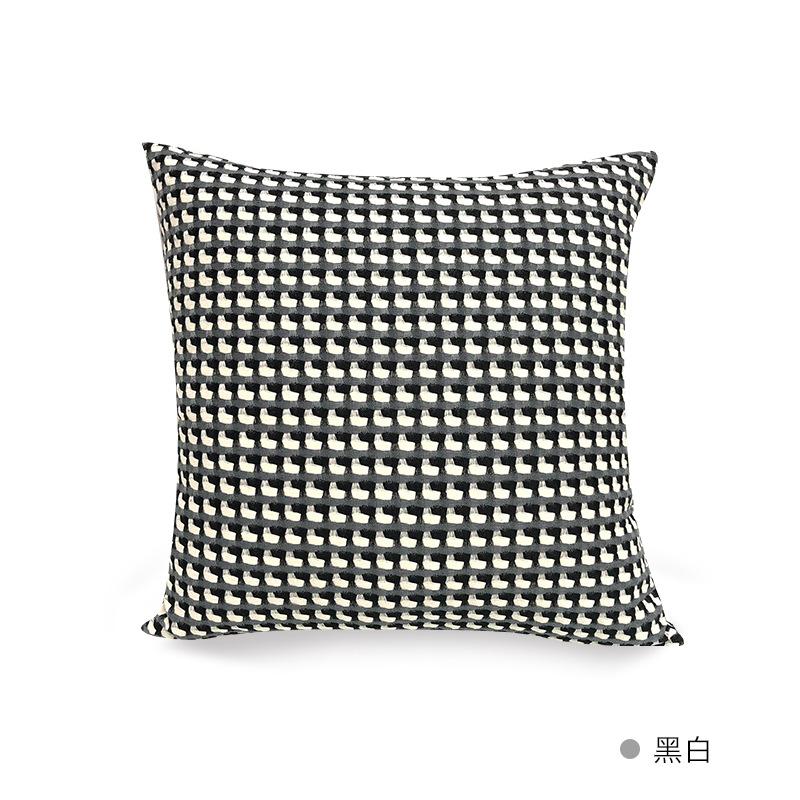 Housse de coussin décoratif jacquard géométrique 45x45 cm Grille tissée de couleur Housse de coussin lombaire Décor Taie d'oreiller décorative pour la maison 45x45cm