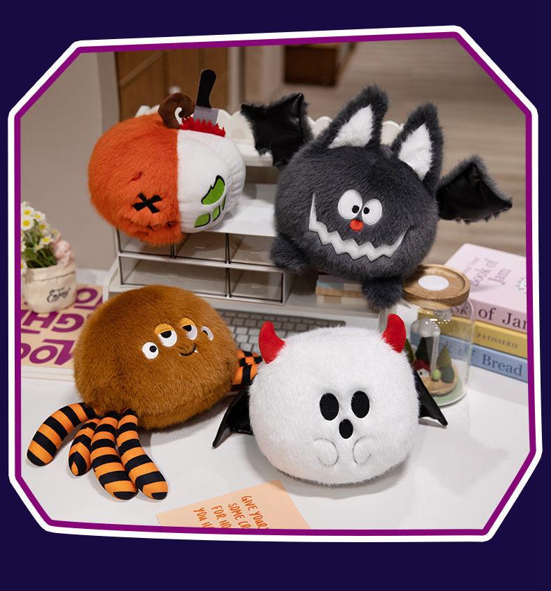 Cross-border New Spooky Halloween Pumpkin Bat Plush Dolls Ghost Spider Designs Super Soft Plush PP Cotton 11-30cm Height