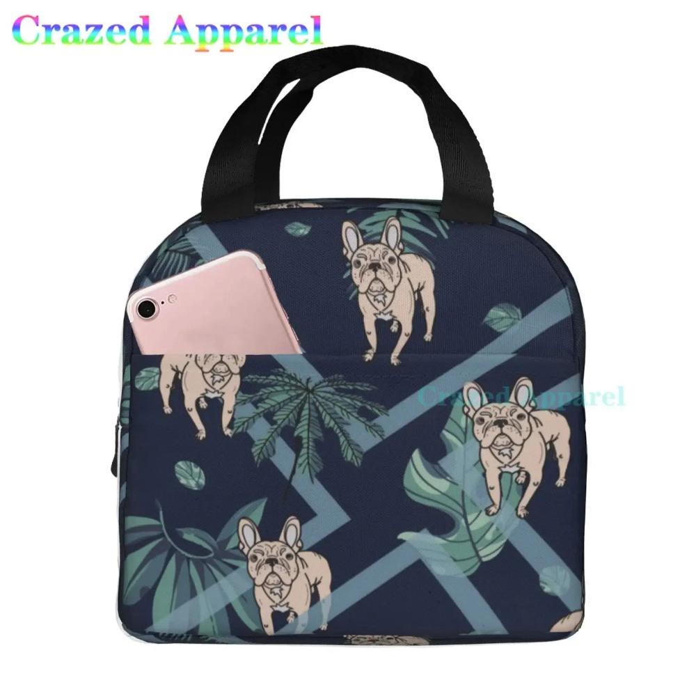 French Bulldog Cute Dog Insulated Lunch Bag Portable Thermal Cooler Box Reusable Picnic Tote Bento Bag for Men Women Kids