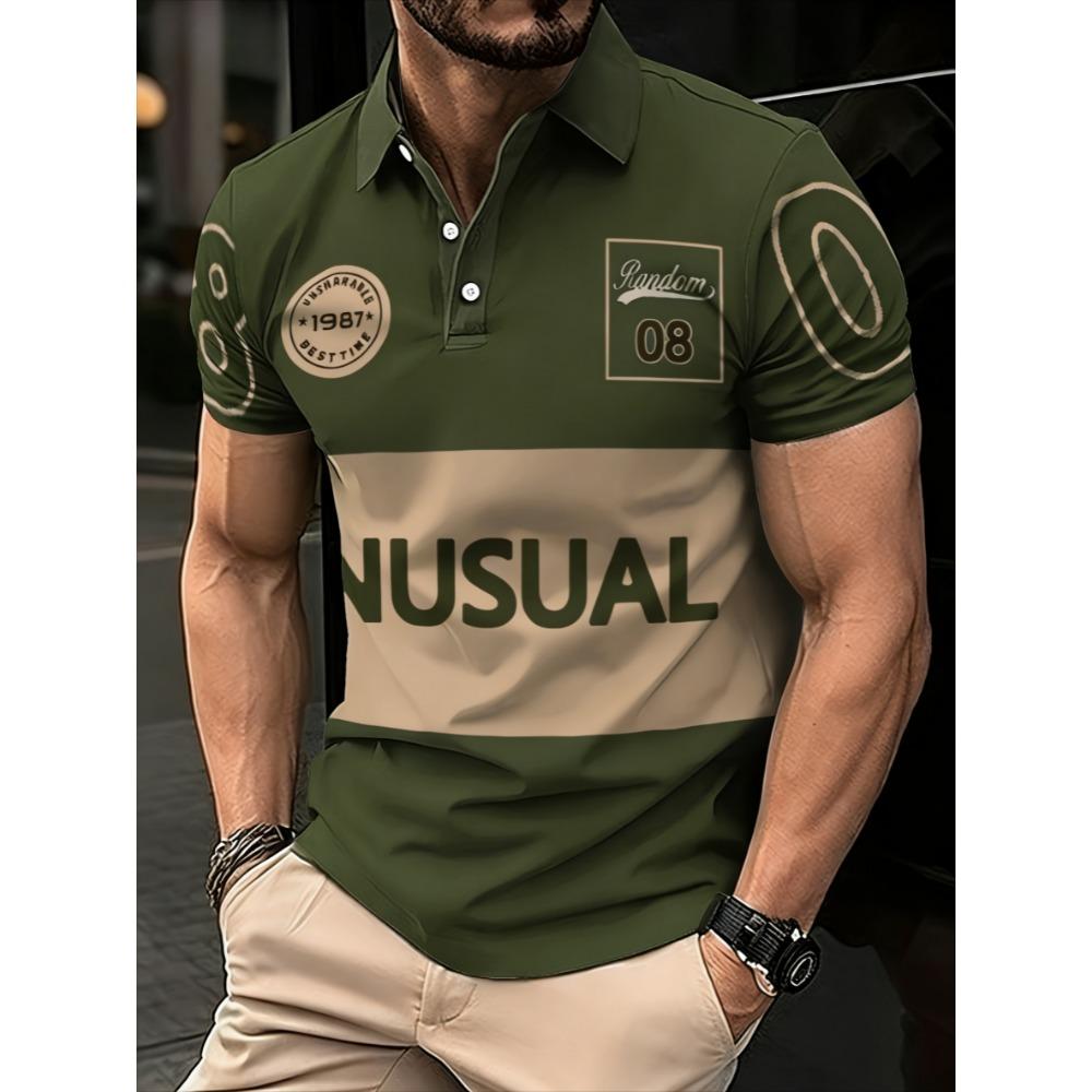 

Short sleeved POLO shirt with 3D letter pattern printing, casual and fashionable S