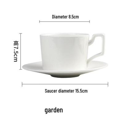 Shaangqi Simple White Ceramic Coffee Cup and Saucer Set