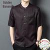 Men's New Chinese Style Mulberry Silk Short Sleeve Shirt