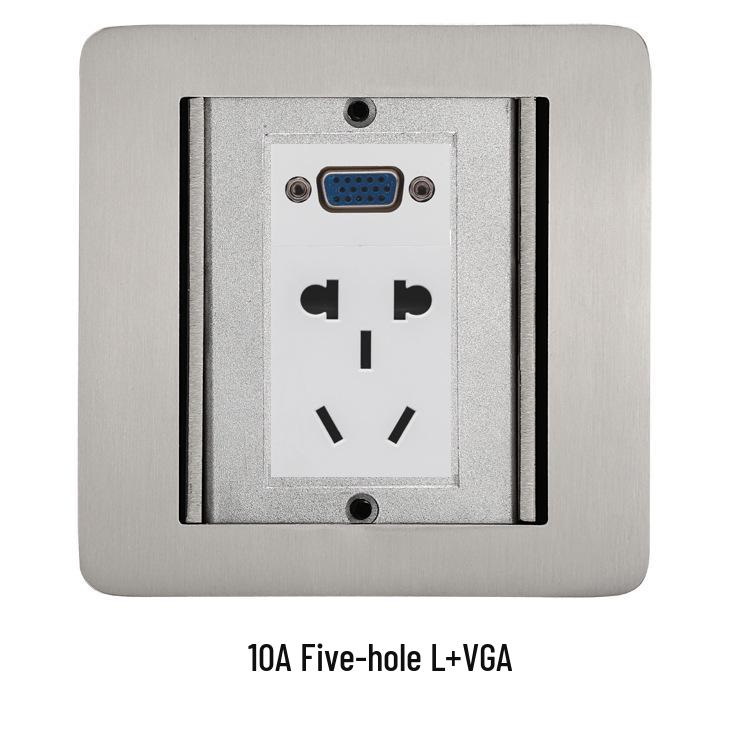 Stainless Steel Flip-Cover Floor Socket - UK/US Standard, Network Multimedia, Open-Type, Thai Style