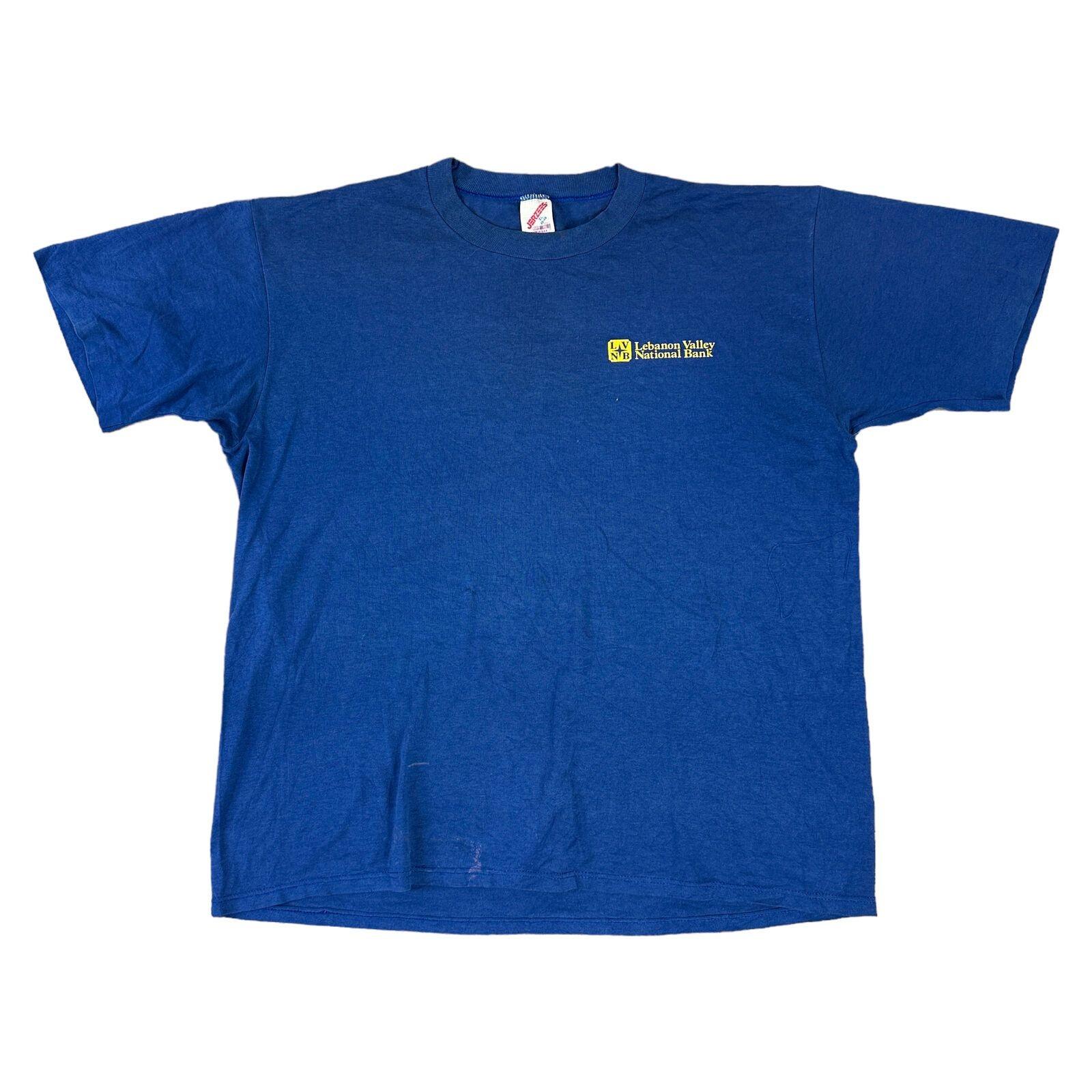Jerzees Single Stitch  90s T-Shirt Mens Womens Tees Top Short Sleeve Blue Mens XL
