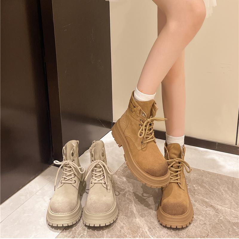 Fashion 2025 New Winter Chunky Women Boots Classic Retro Genuine Leather Ladies Combat Hiking Ankle Short Booties Shoes Leisure Size 40