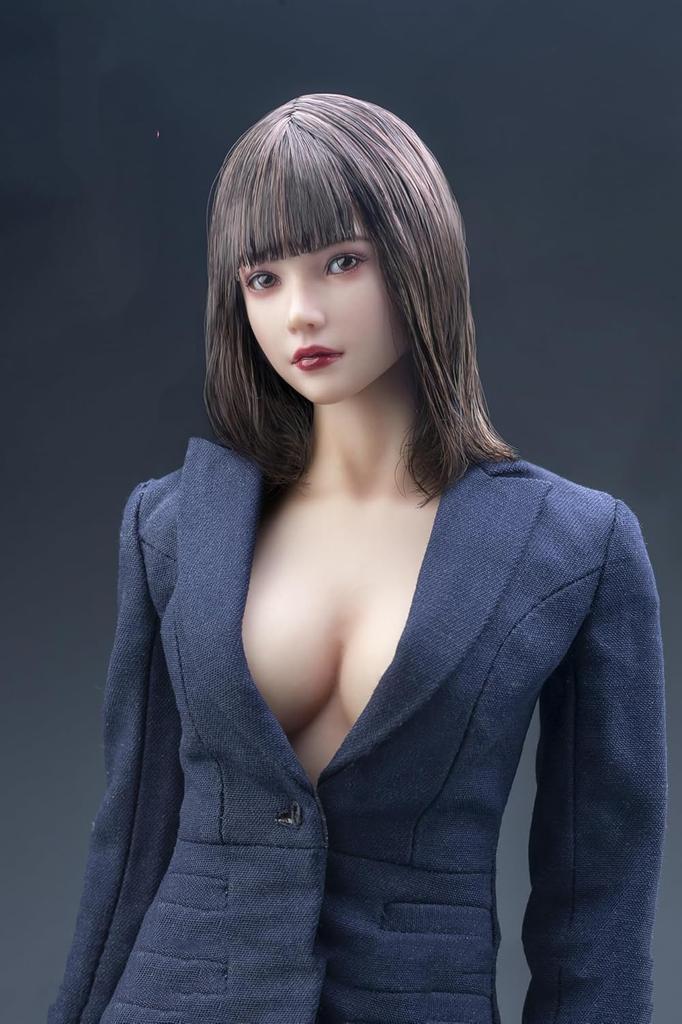 1/6 Scale Female Head Sculpt Beauty Girl Mandy Rooted Hair Head Carving 12 Inch Female PH TBL JO Action Figure Body (Brown Pig Tail)