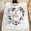 1PC Good Omens Print Flannel Blanket, High Quality All Seasons, Home Decor, Warmth and Comfort, Perfect for Christmas Gifts