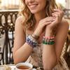 European & American Faceted Lapis Lazuli and Malachite Bracelet - Rainbow Color Blocking, Beveled, Light Luxury Style.