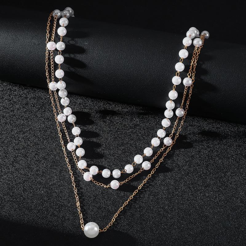 Elegant Multi-layer Pearl Necklace - European & American Style, Versatile & Luxurious