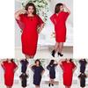 Damska Modna Sukienka Plus Size 6XL z Wycięciami, Krótkim Rękawem, Jednokolorowa, Dla Swobodnego Stylu**