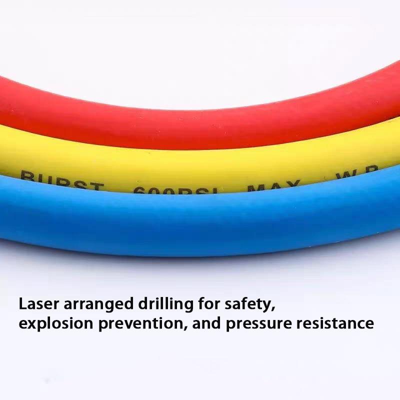 0.9M-1.8M A/C Charging Hose Tube Kit Hose Low Loss Fittings for R134A R12 R22 Refrigerant Air Conditioning Manifold Gauge 1/4" S
