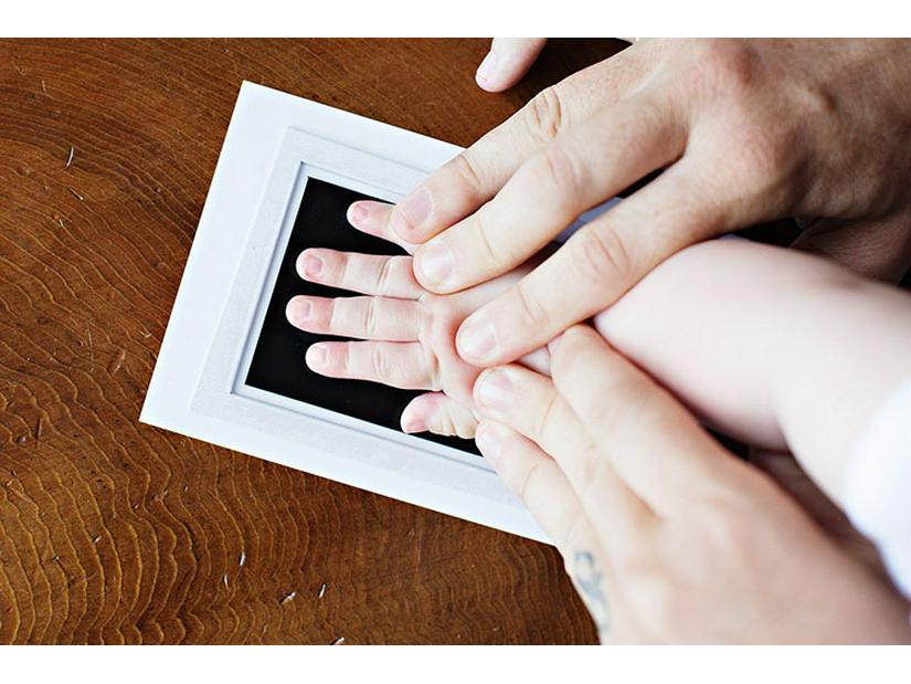 Black & White Baby Handprint & Footprint Frame with Washable, Non-Sticky Ink