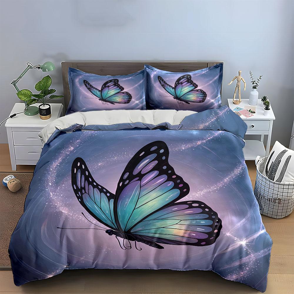 Butterfly Canvas Art Decor Set Soft Comfortable Duvet Cover Bedding Set Included 1*Duvet Cover & 2*Pillowcases, Gift