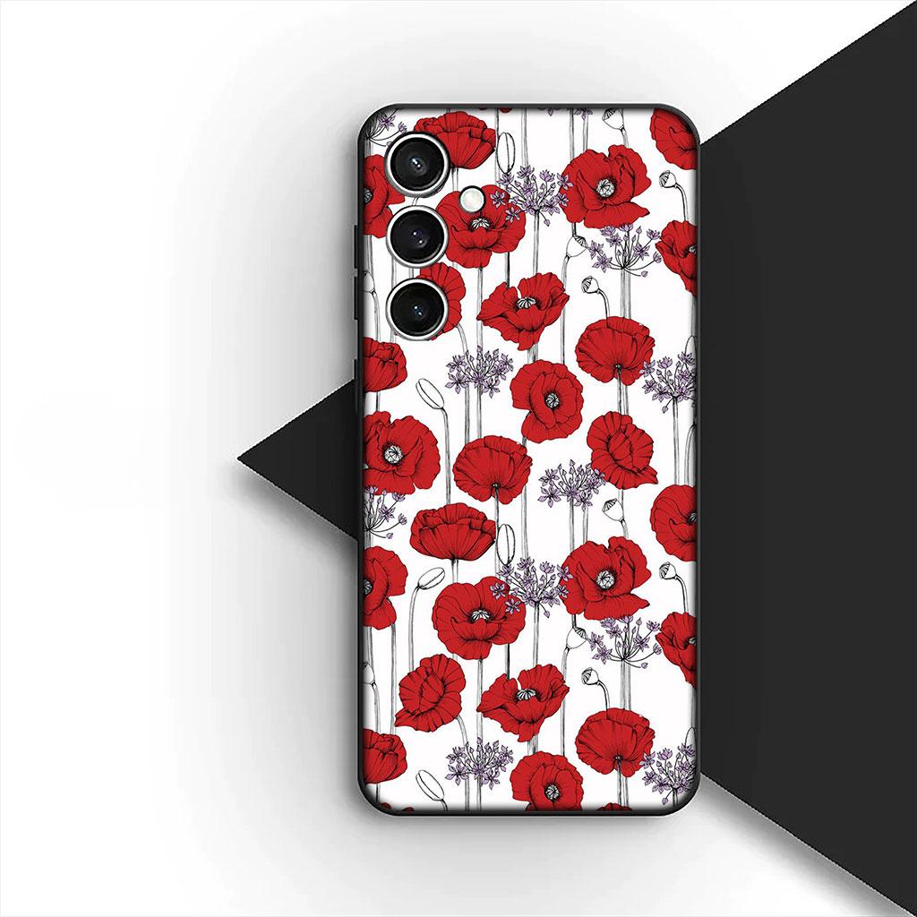 Cover Red Rose Flower Elegant Bloom Pink Peony Phone Case for Samsung Galaxy S25 S24 S23 FE Ultra Plus S7 Edge S25+ S23+ A56 5G