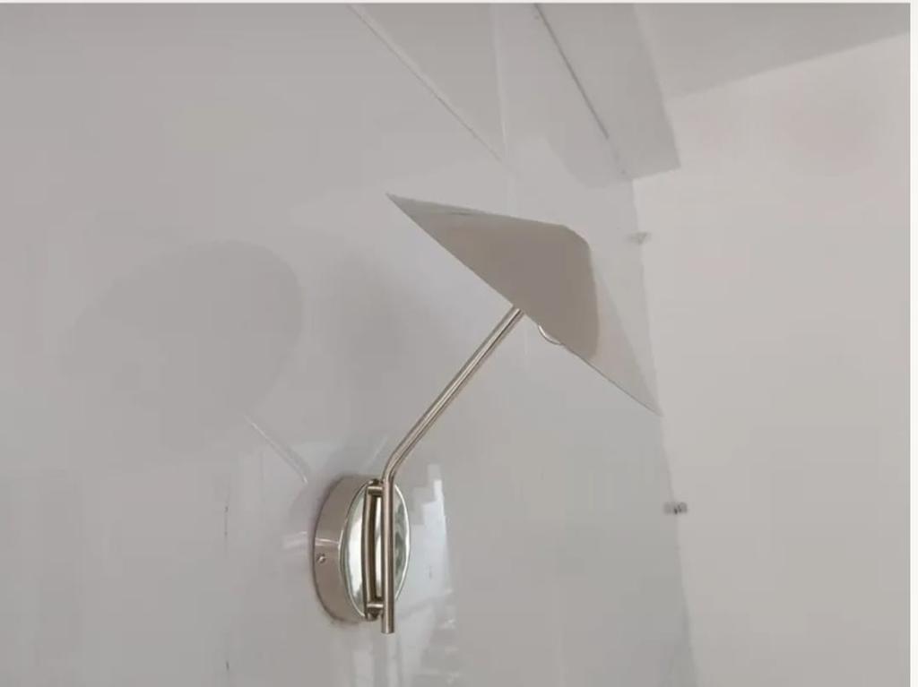 Polished Chrome Wall Light Fixture, Minimalist Vanity or Bedroom Lighting Sconce