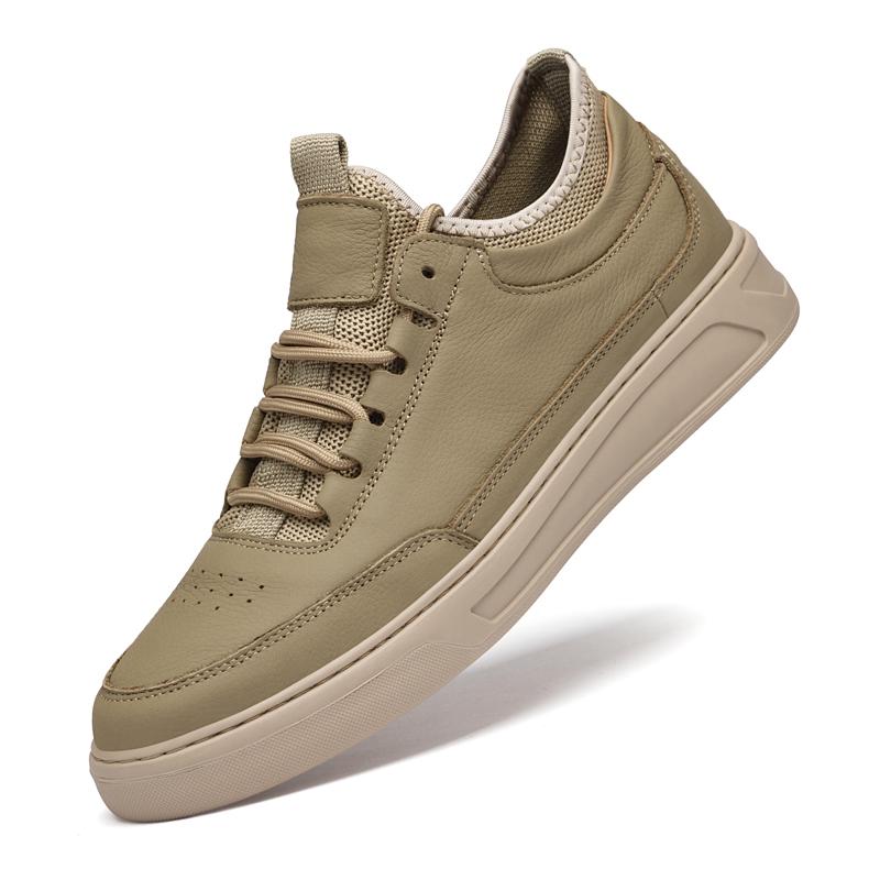 

Модный новый приход Повседневная обувь для мужчин Натуральная кожа Мужская вулканизированная обувь Дышащая Износостойкая Мужская Нескользящая Обувь для ходьбы 38 хаки