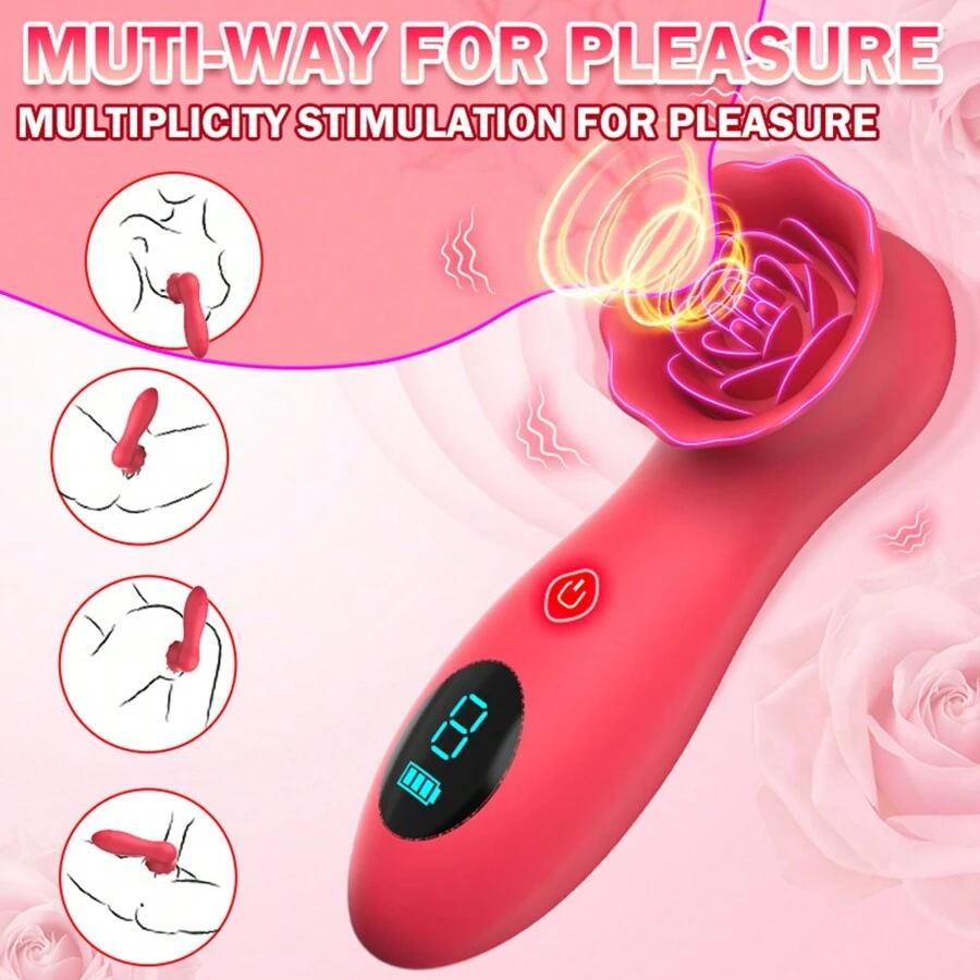 LCD Display Rose Sex Toys, Vibrating Rose Adult Female Couple Sex Toys, Female Clitoral Nipple Vibrator, Clitoral Stimulator Female