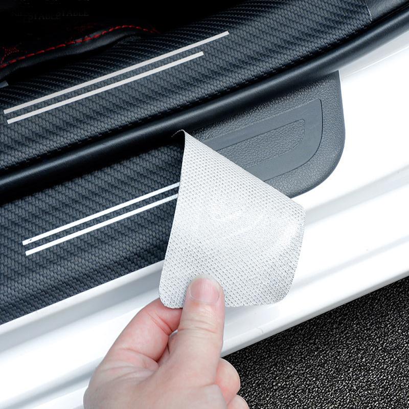 4pcs Car Front Rear Door Protector Sticker Car Door Sill Decorative Strip Car Door Sill Anti Scratch Strip Auto Accessories