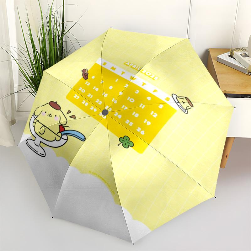 1pc Sanrio Umbrella Portable Folding Umbrella Iron Frame Hole Bone Structure Outdoor Home Umbrella