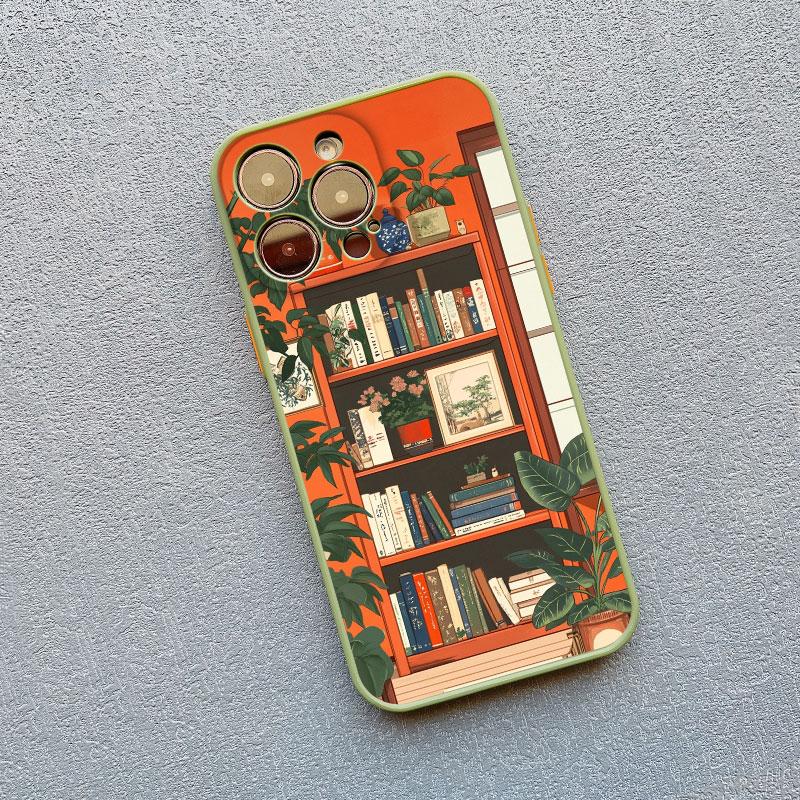 Phone Case for iPhone 17 14 Pro Max 13 12 11 Pro Max Mini 16 15 Pro Max 14 Plus XR XS X Cover Shell Bookshelf Small Flower Pot
