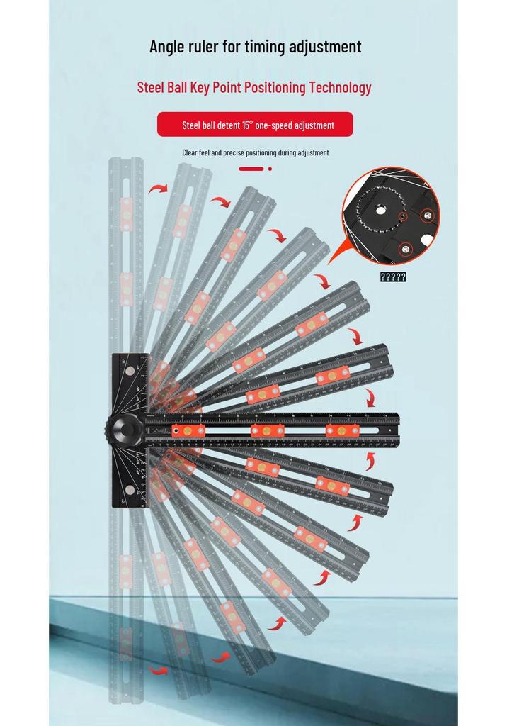 Multi-Shape Splicable Hole Punch Ruler: Automatic Click Point Multi-Functional T-Square for Woodworking