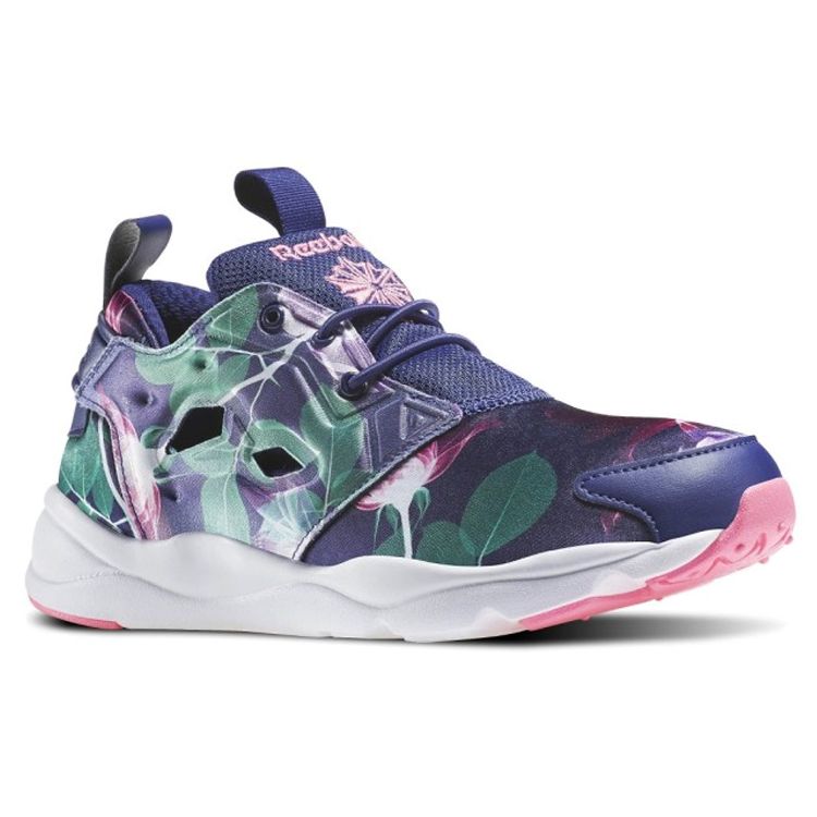 Reebok Furylite Graphic Low-Top Lifestyle Sneakers Women Sneakers Purple Green AQ9837