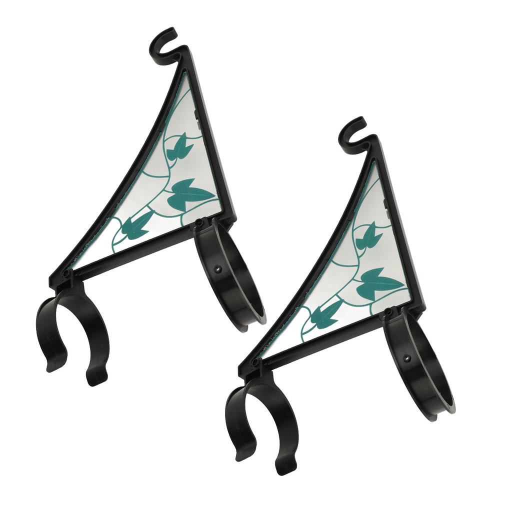 2pcs Fence Post Hanger Green Leaf Pattern Plastic Hanging Plants Bracket for Bird Feeder Lantern