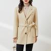 Autumn new wool coat women's fashion double-sided woolen coat lace-up medium and long coat coat