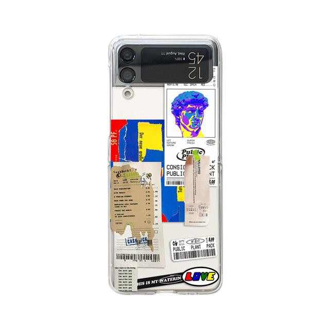 

Для Samsung Galaxy Z Flip 4 3 чехол с этикетками, окрашенный прозрачный противоударный ПК, твердая задняя крышка для Samsung Z Flip3, аксессуары для чехлов For Samsung Z Flip 3