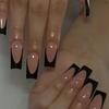 24-Pack Medium & Long White French Ballet False Nails with Glitter Powder