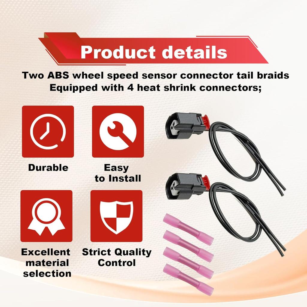 2Pcs ABS Wheel Speed Sensor Wiring Harness Connector Pigtail Plug Compatible with Jp Chevy GMC Replace OE 68065018AA 3U2Z14S411BXAB 19352068