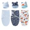 Cotton Newborn Swaddle Cartoon Printed Newborn Sleeping Bag High Quality Baby Blanket Hat Set