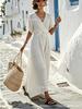 Holiday style seaside v-neck loose long dress summer new simple dress