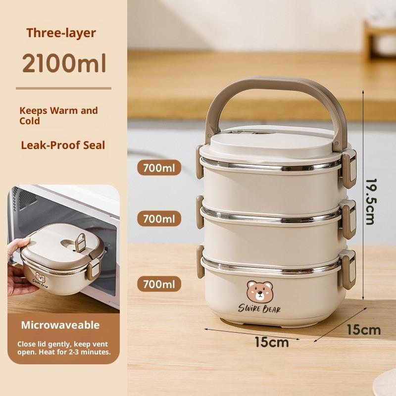 Stainless Steel Thermal Insulation Lunch Box Office Workers Can Microwave Oven Heating Students Multi-layer Bucket Bento Lunch Box