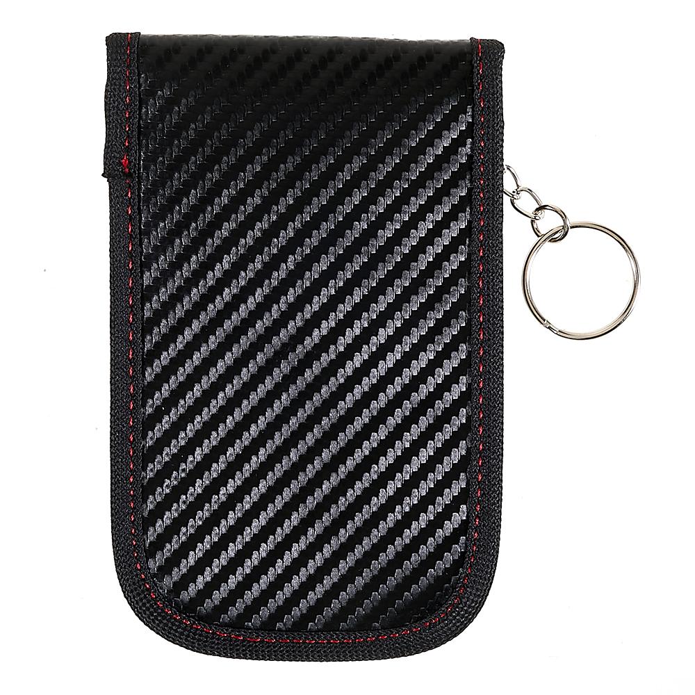 Double Layer Carbon Fiber Texture Leather RFID Blocking Car Key Signal Shielding Bag Key Storage Pouch