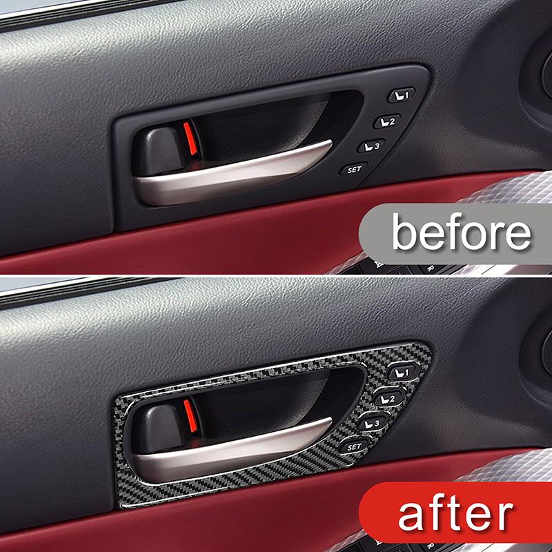 Samochód Wewnętrzna Klamka Drzwi Rama Ochronna Nakładka Dekoracyjna Naklejka Włókno Węglowe Dla Lexus IS250 2013- LHD RHD Wnętrze