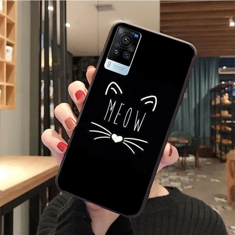 Black Cat Phone Case for VIVO V21E V21 V23 V23E V2109 Y53S Y33S Y55 Y76 Y31 Y21 Y72 Y01 Y21S Y11S