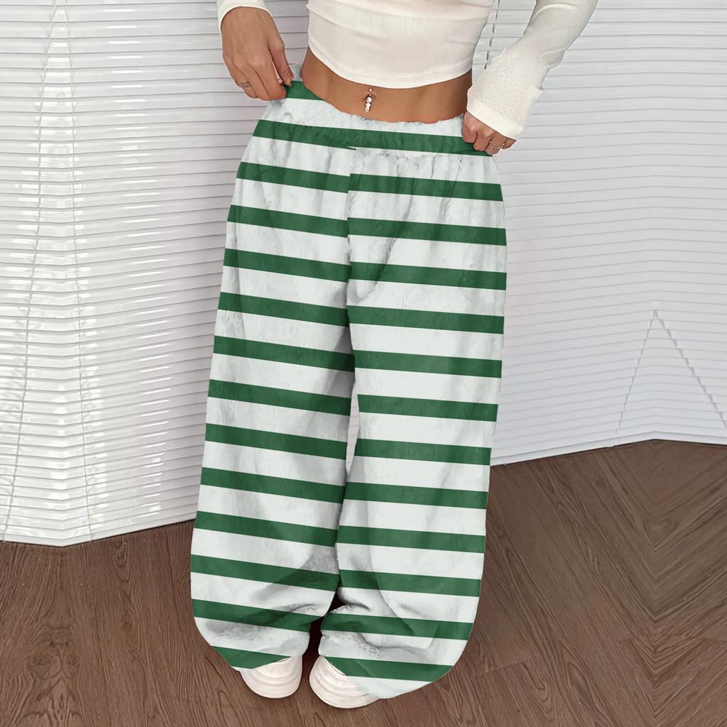 Women's Casual And Fashionable Printed Elastic Waist Loose Wide Leg Pants