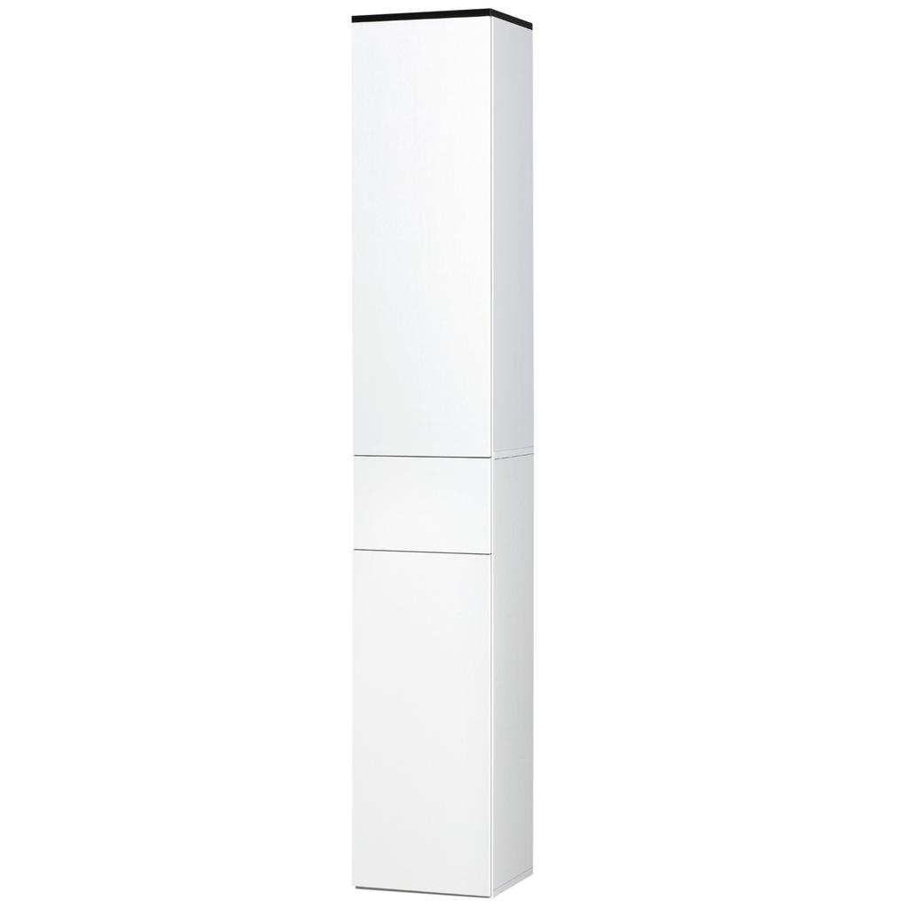 Bathroom Cabinet with Adjustable Shelf, 2 Closed Shelves and a Drawer in Wood, 30x28x180 cm, White