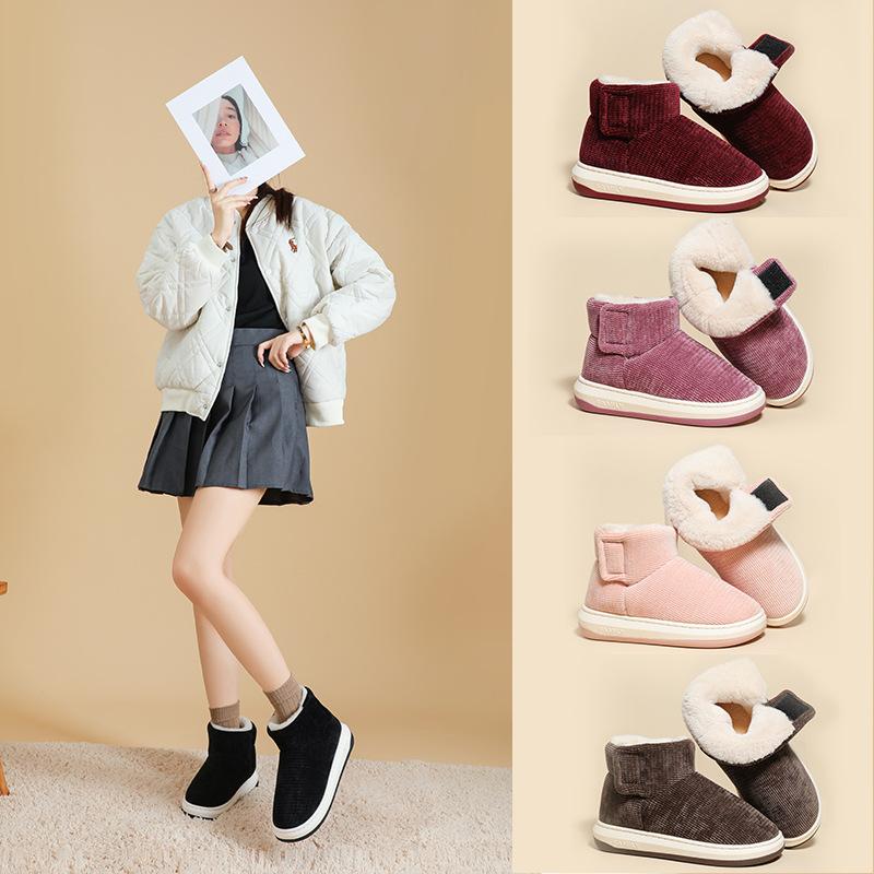 Men Women Winter Fashion Snow Boots Fuzzy Plush Warm Furry Women Cotton Shoes