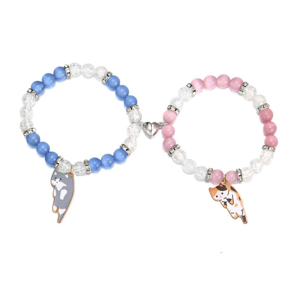 1Pair Bangle Heart Magnetic Bracelet Couple Cartoon Cat Hand Chain  Hipster