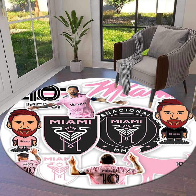 Messi Round Area Rug,Carpet Rug for Living Room Bedroom Sofa Playroom Decor,Non-slip Floor Mat