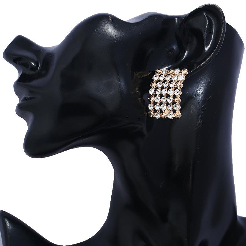 European American Geometric Rhinestone Stud Earrings for Women