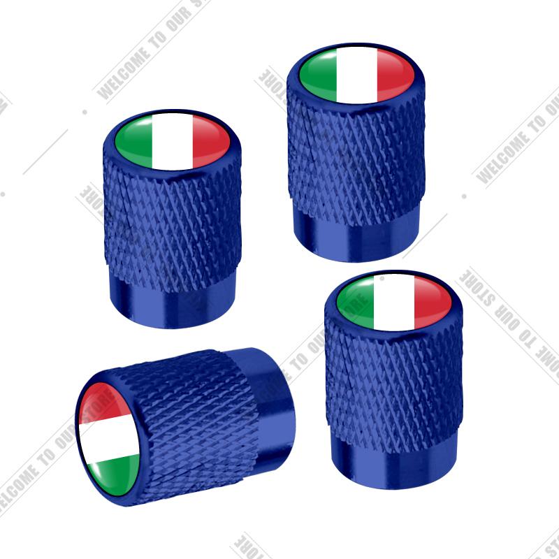 Cqdjvy1 Auto CNC Aluminium Duitsland Italië Frankrijk Driekleurige Vlag Embleem Voor Citroen Peugeot Fiat Kia 4 stuks Bandenventiel Luchtpoort Stuurpen Afdekdoppen
