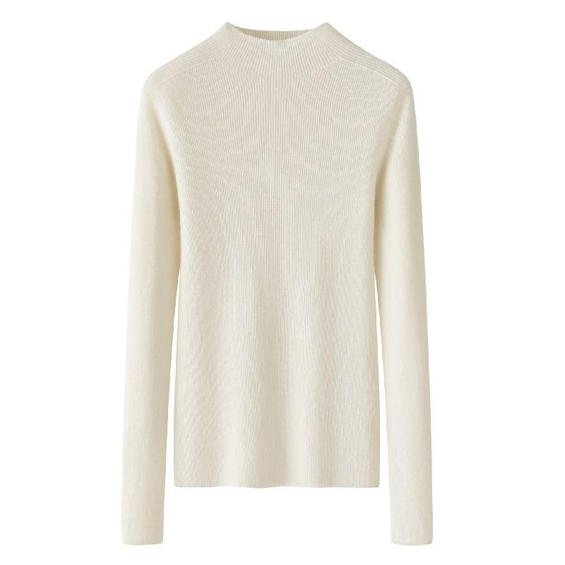Women’s Slim-Fit Semi-High Neck 100% Pure Cashmere Sweater for Autumn/Winter