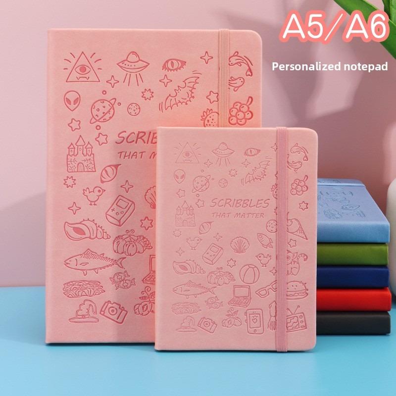 A6 Cute Handbook Diary Student Notebook Custom Cartoon Stamp Book Strap Notepad